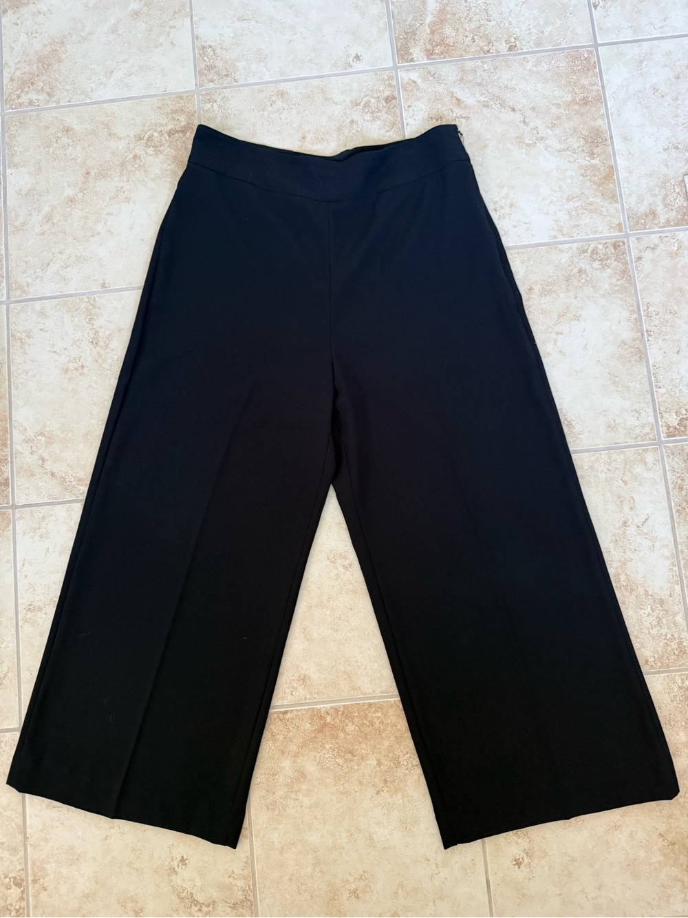Zara Black High Rise Wide Leg Cropped Pants XL
